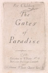 For Children. The Gates of Paradise, Plate 2, Title Page by William Blake